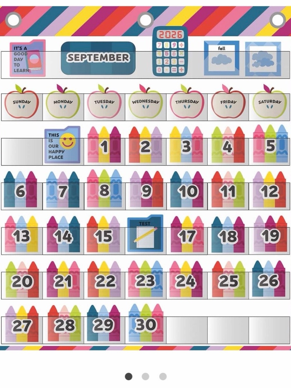 Classroom Crayon Monthly Calendar - Multicolor